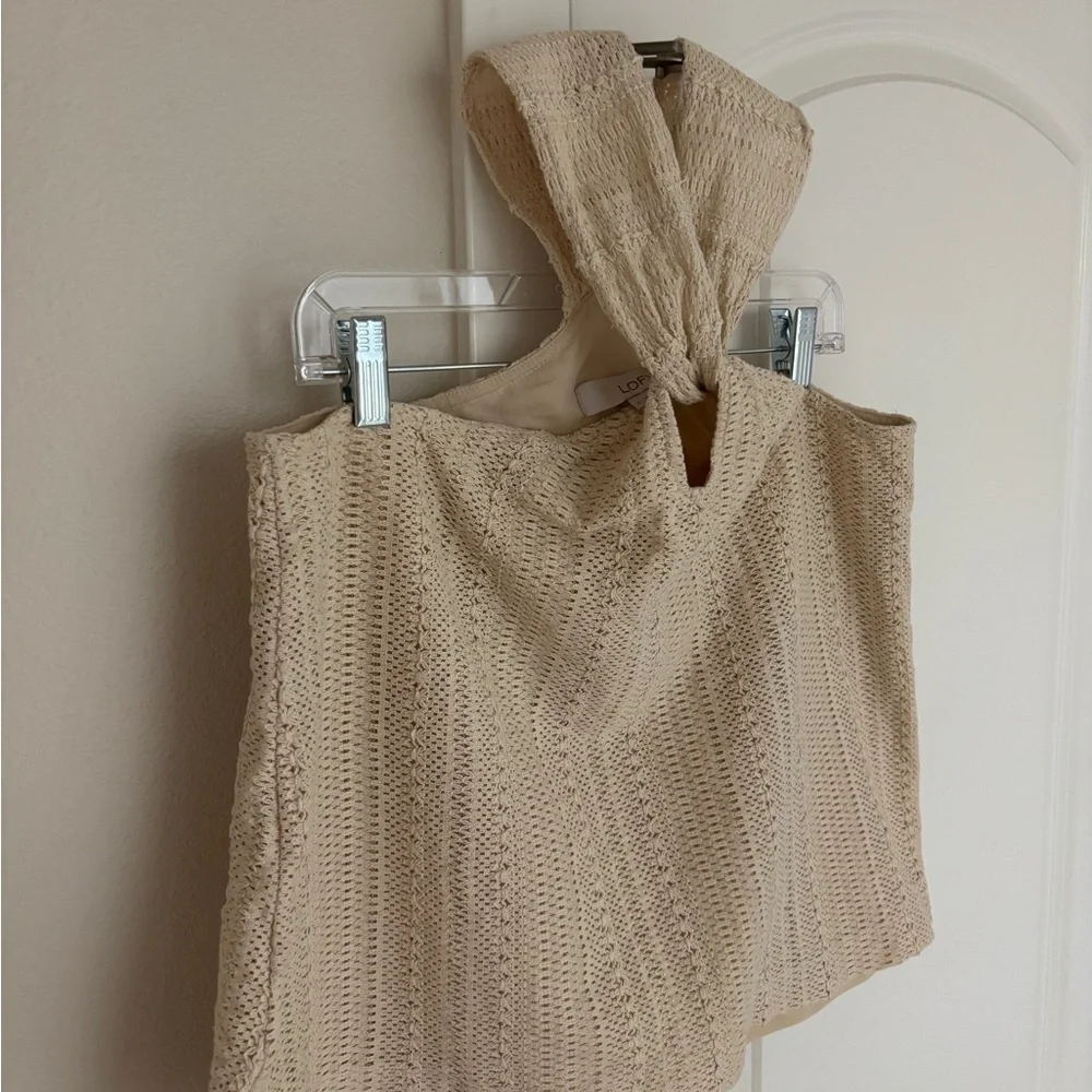 Beige Crochet Keyhole Halter Top, Racerback, Relaxed Size Medium from LOFT Lined - Picture 4 of 11